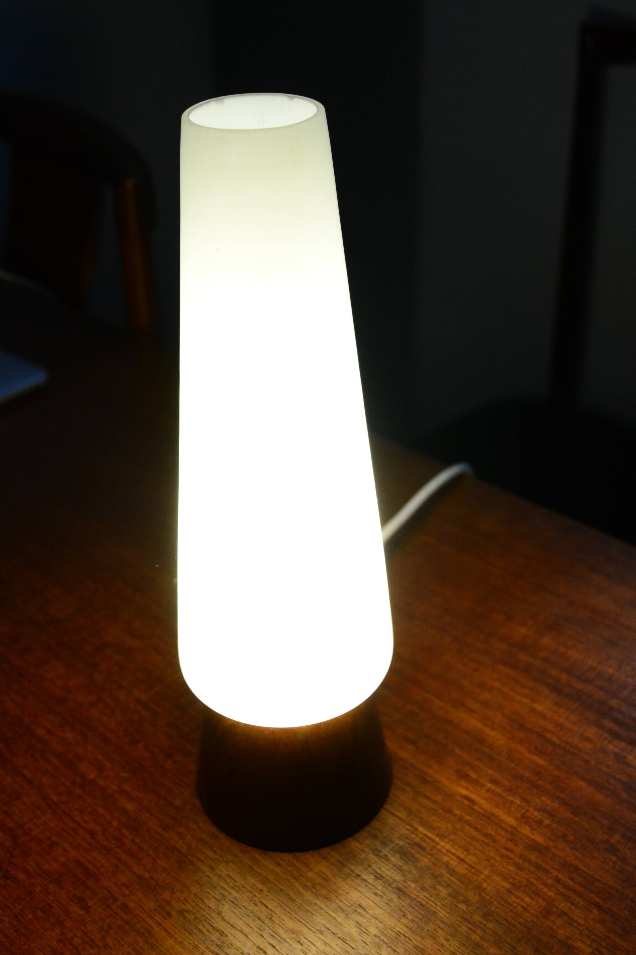 Scandinavian lamp opaline teak