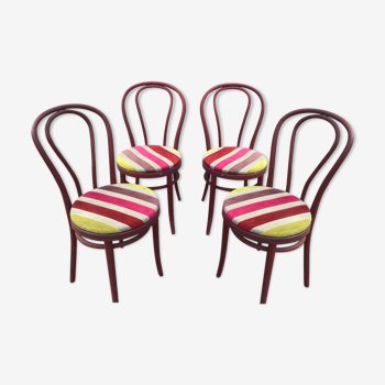 Set of 4 chairs Viennese bistro curved wood