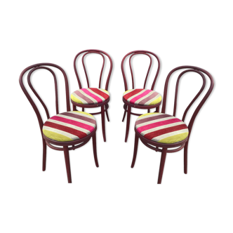 Set of 4 chairs Viennese bistro curved wood