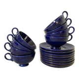 Midnight blue and gold coffee cups and saucers