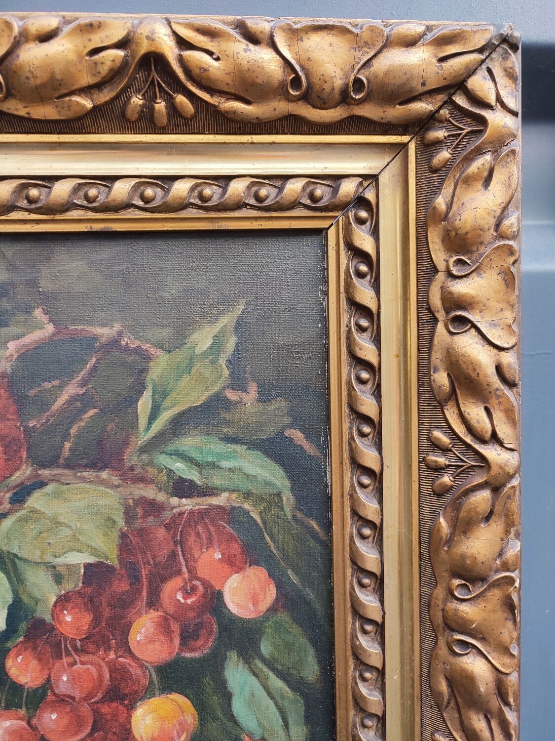 Still life on canvas, summer fruits