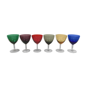Suite of 6 Italian wine glasses - 60s