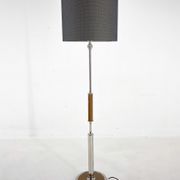 1950s Chrome & Wood Floor Lamp, Czechoslovakia, Restored