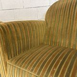 Pair of green fabric armchairs