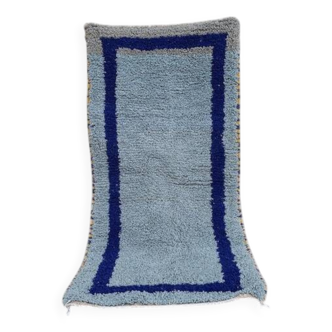 Tapis bleu maroccain en laine