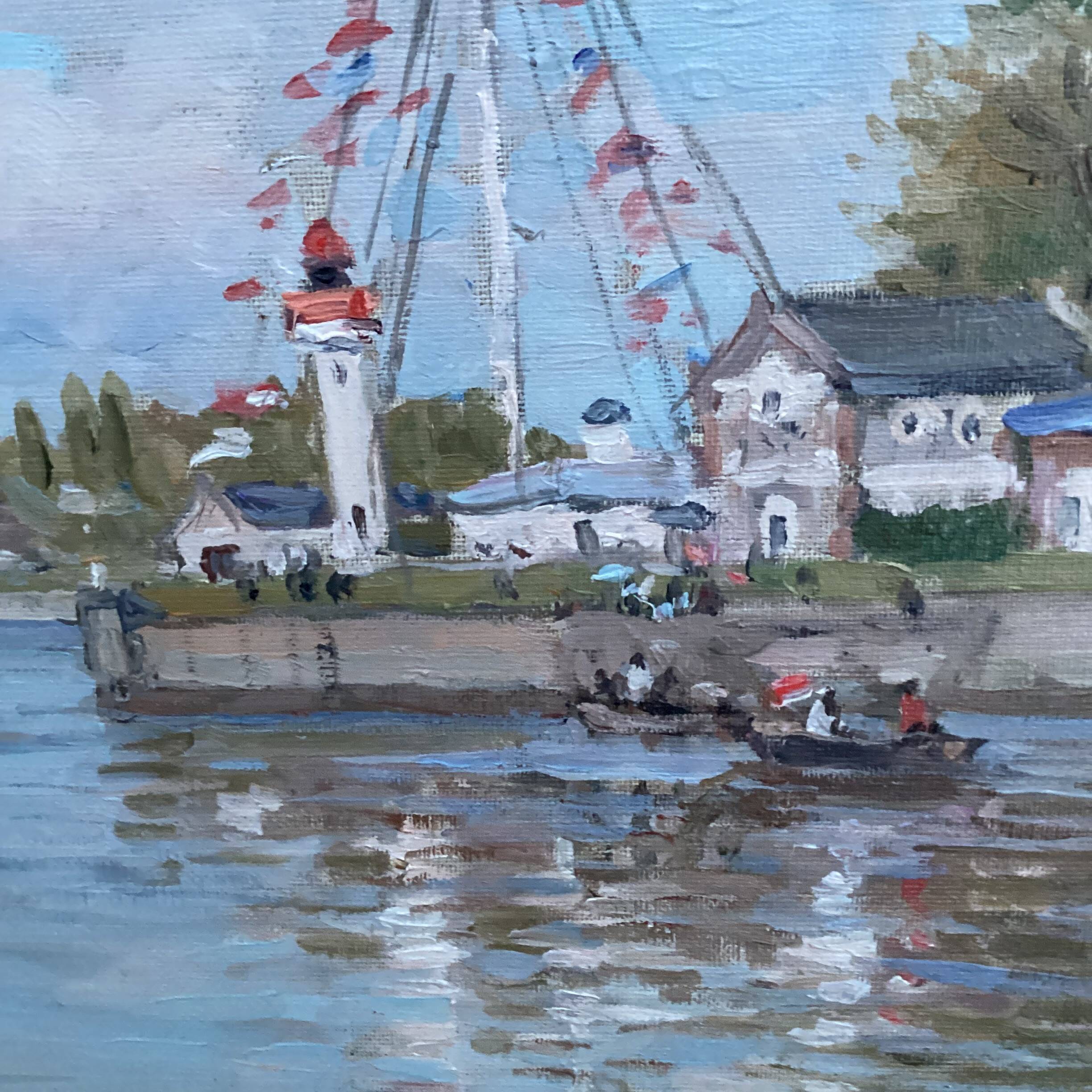 Signed framed painting Oil on canvas “Honfleur” dimensions: height -49cm- width -63 cm-