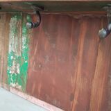 Wall shelf 3 shelves + 4 hooks cast iron in polychrome wood