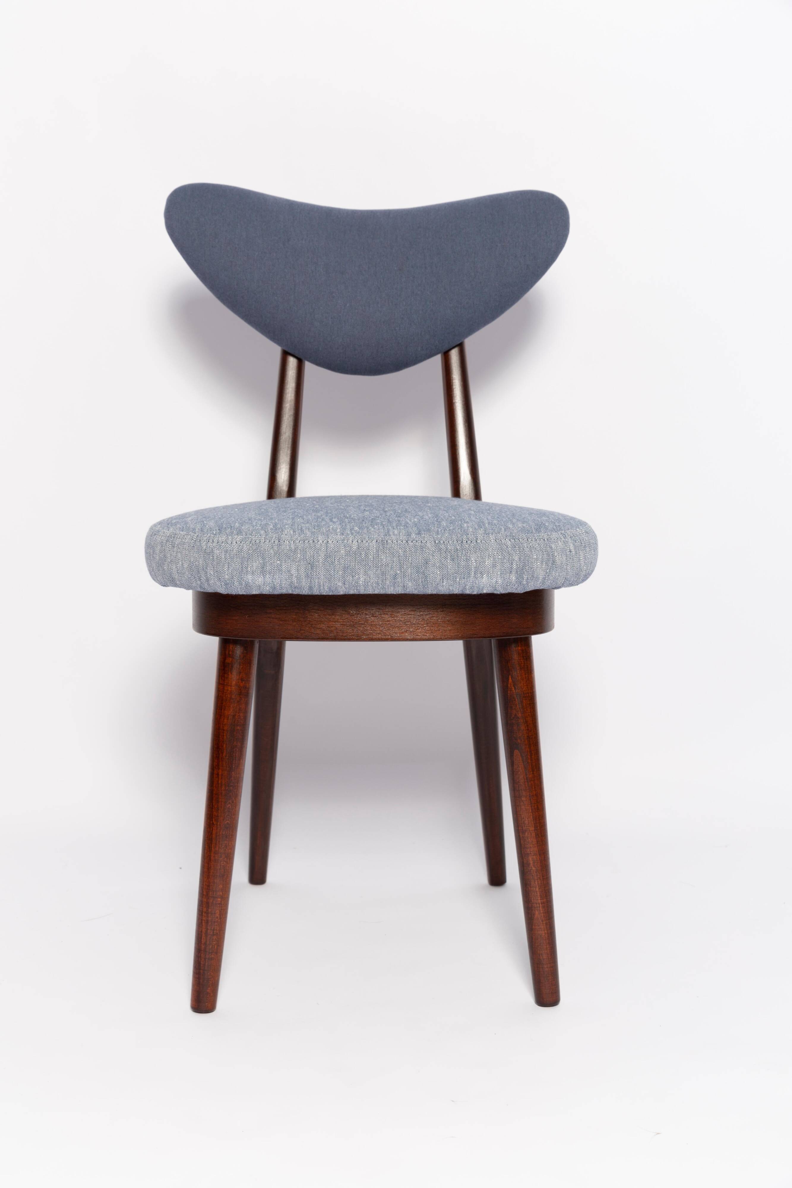 Heart-shaped chair in light and medium blue denim, mid-century, Europe, 1960s.