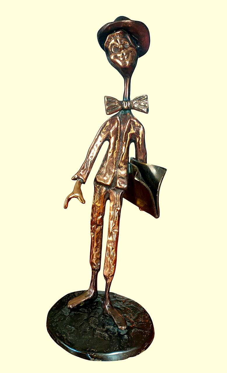 Sculpture Yves LOHÉ (1947) -statue bronze doré, « Félicien étudiant », 1980