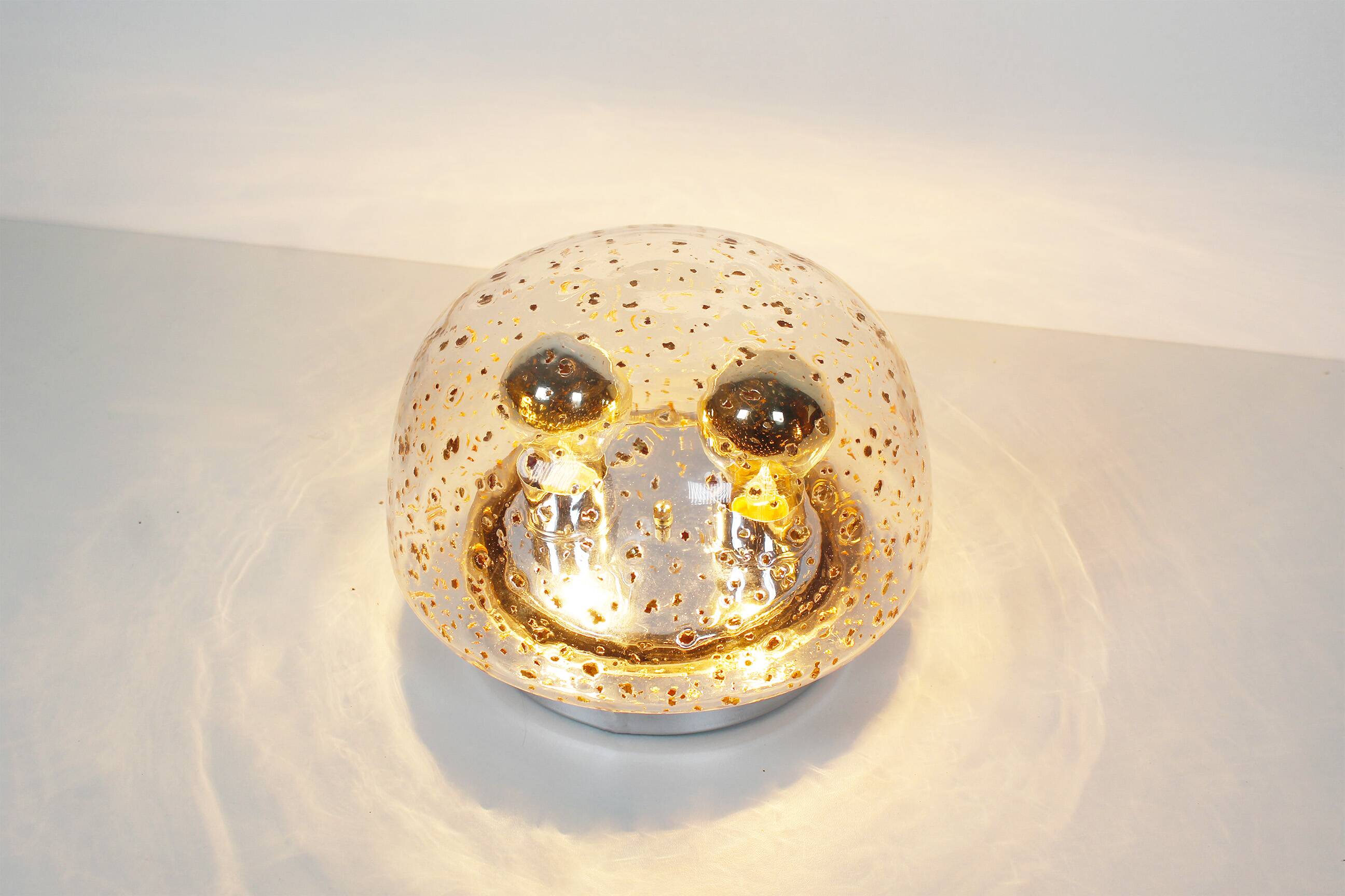 Polished metal and goldflake glass wall lamp by Doria