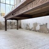 XL farmhouse table in solid oak, brutalist style, 20th century.