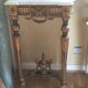 Golden wood and marble console in neoclassical style