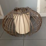 Lustre en rotin vintage