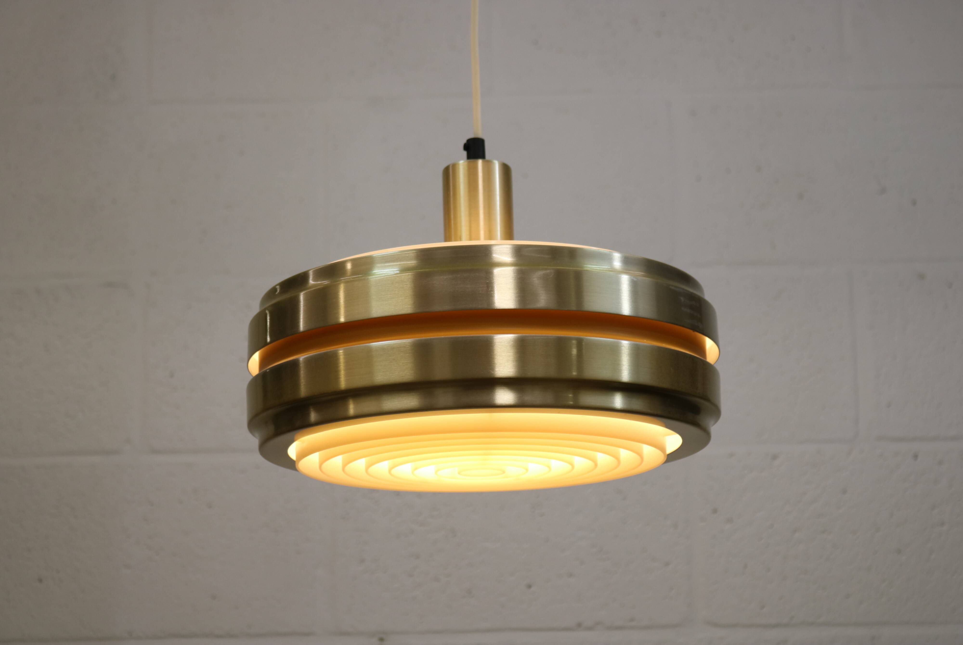 Golden vintage brass lamp: 1970s Scandinavian Mid-Century Modern