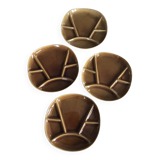 Set of 4 Fondue Plates in Longchamp Earthenware, Mustard Colour