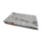 Hand embroidered linen tablecloth 185 x 125 old colored embroidery.