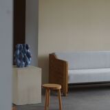 Mid Century Danish Daybed in solid pine, reupholstered in wool, 1980s