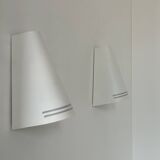 Pair of vintage wall lights, matte white metal, Netherlands, 1980s