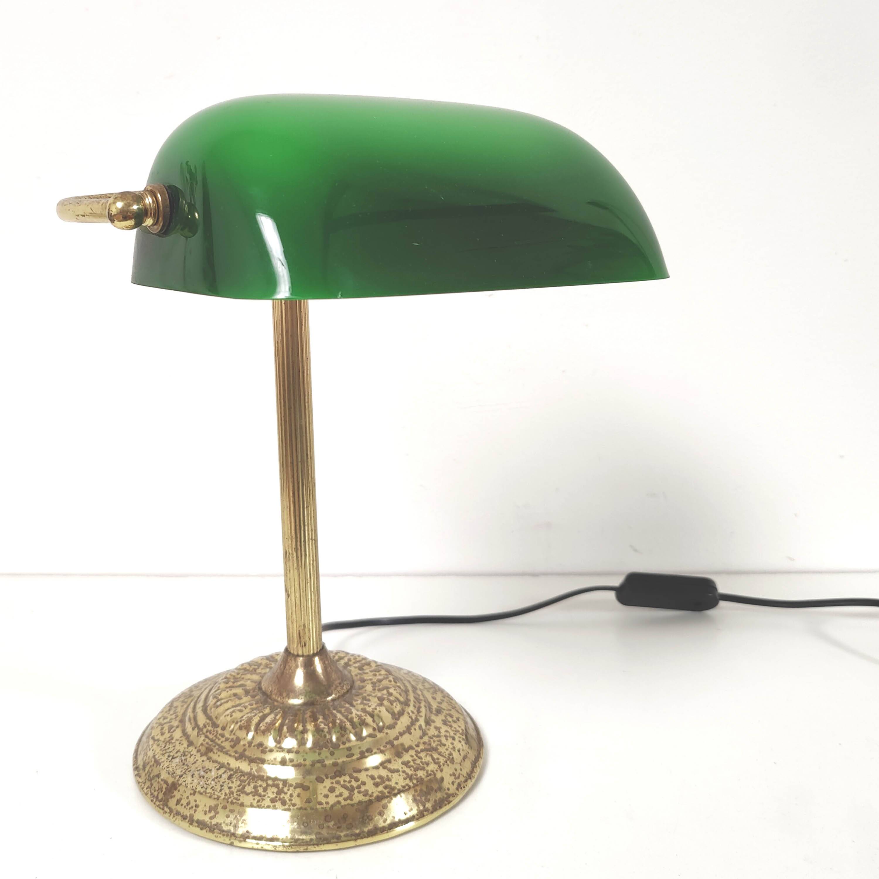 Banker lamp notary golden opaline green