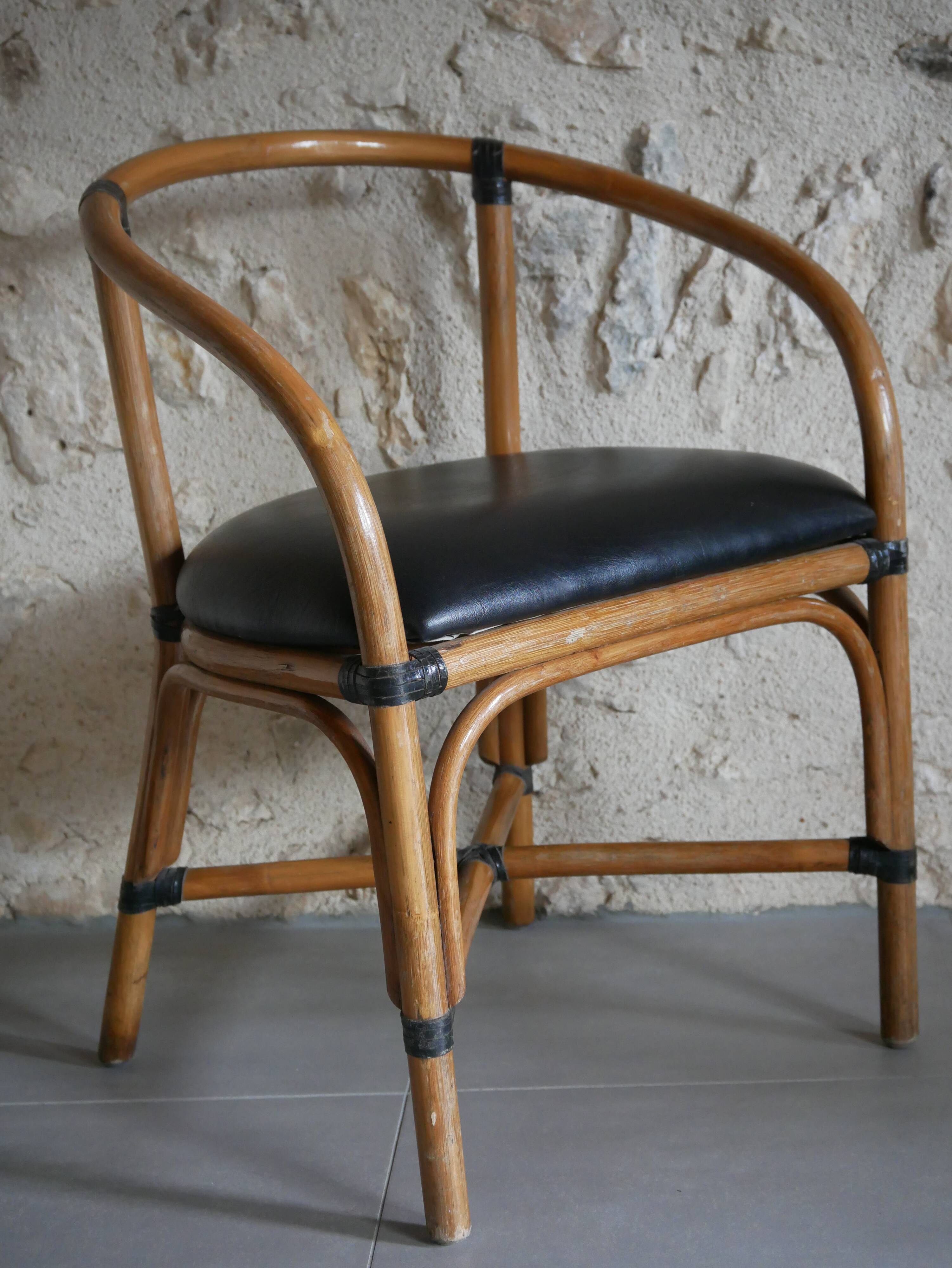 Chaises rotin assise simili cuir