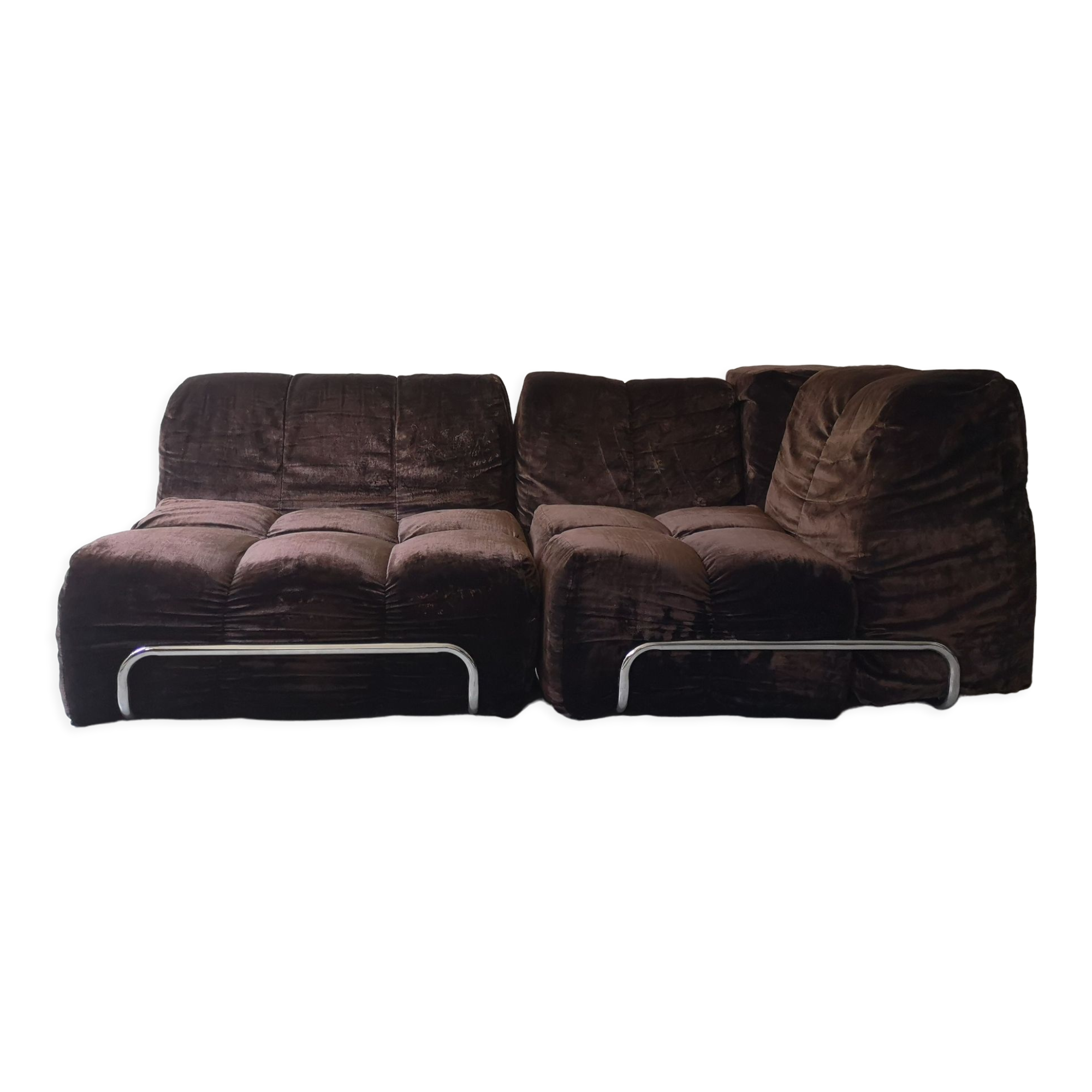 Modular sofa metal and velvet design 1970