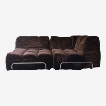 Modular sofa metal and velvet design 1970