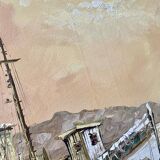 Marine - fishing port at dusk. Signed C.Robert