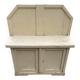 Small vintage yellow bench made of hand-painted wood, low storage from the 1920s.