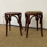 Pair of low vintage “Thonet” style bentwood stools