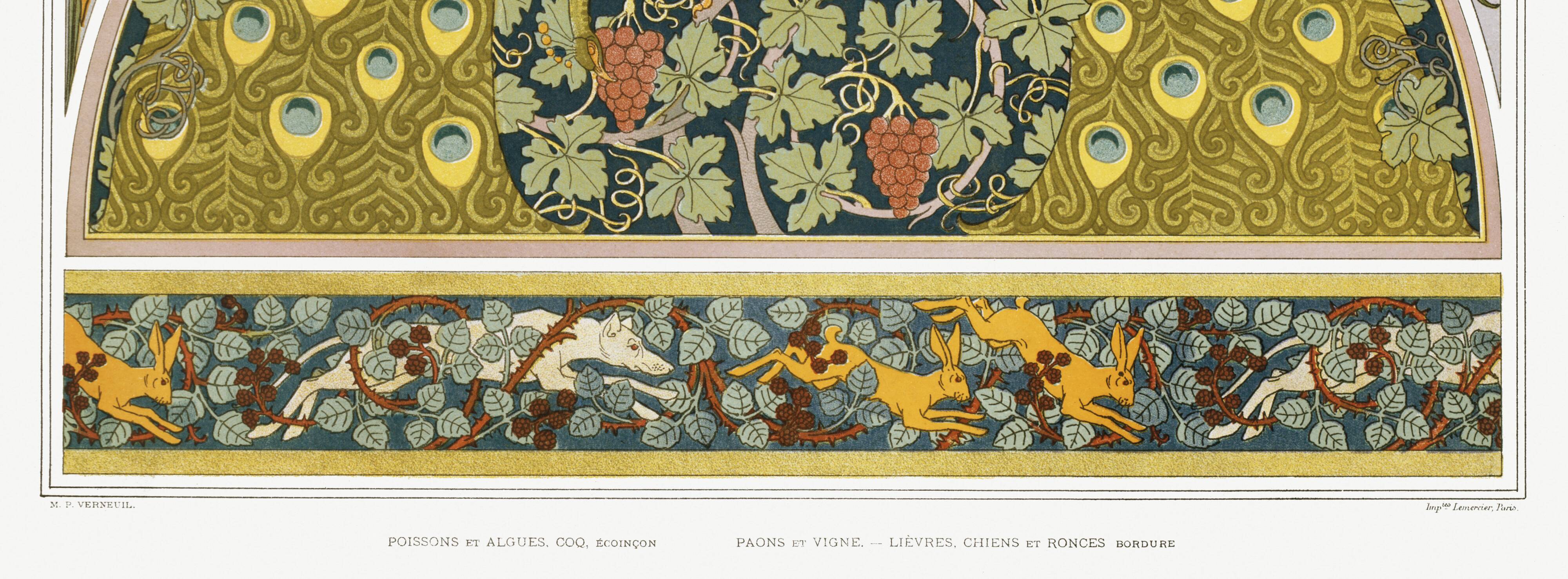 Poster “Peacocks and Vine”, after an Art Nouveau lithograph from 1897