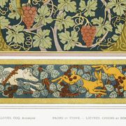 Affiche “Paons et vigne”, d’après une lithographie art nouveau de 1897