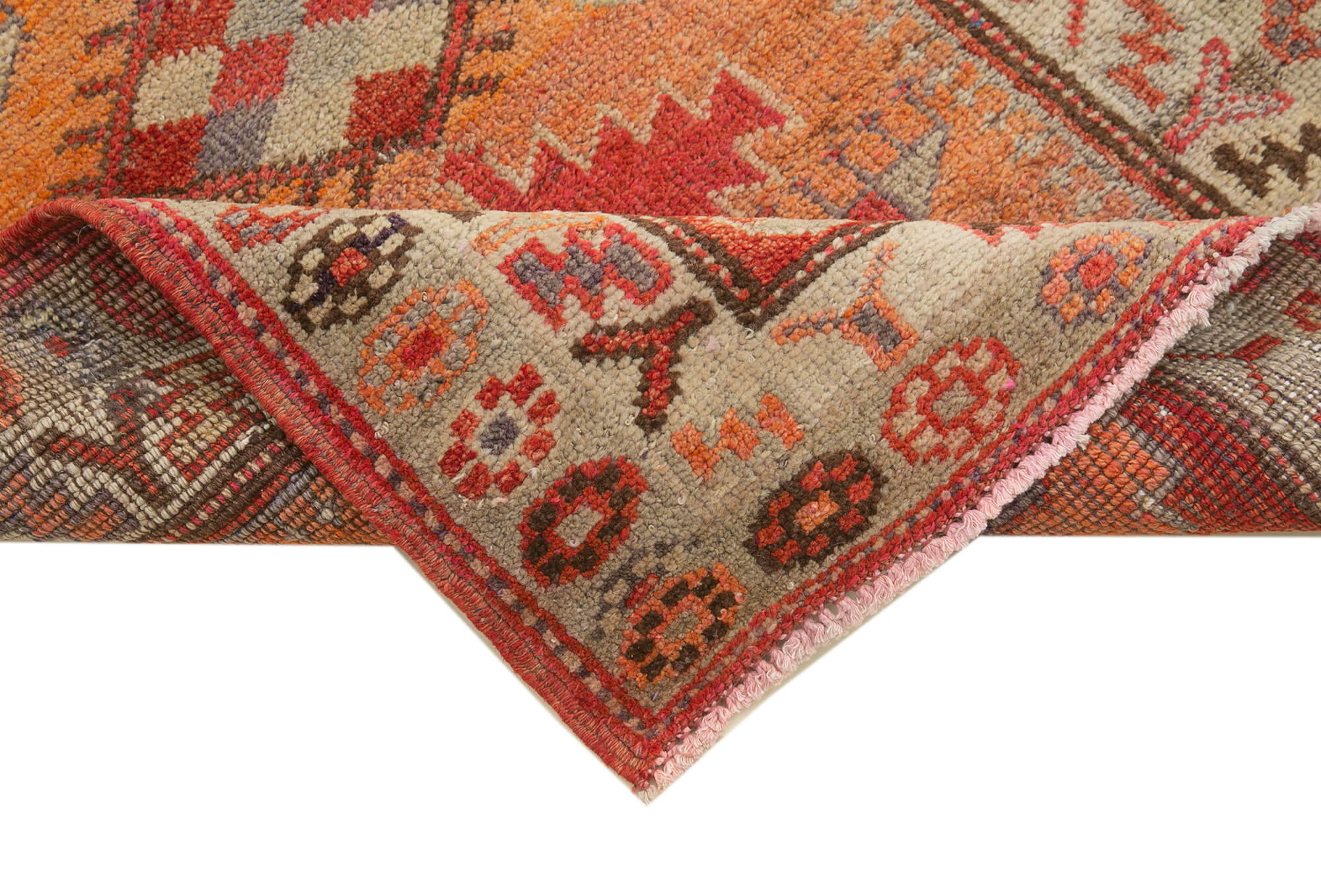 Handmade one-of-a-kind oriental beige runner rug 87 cm x 360 cm