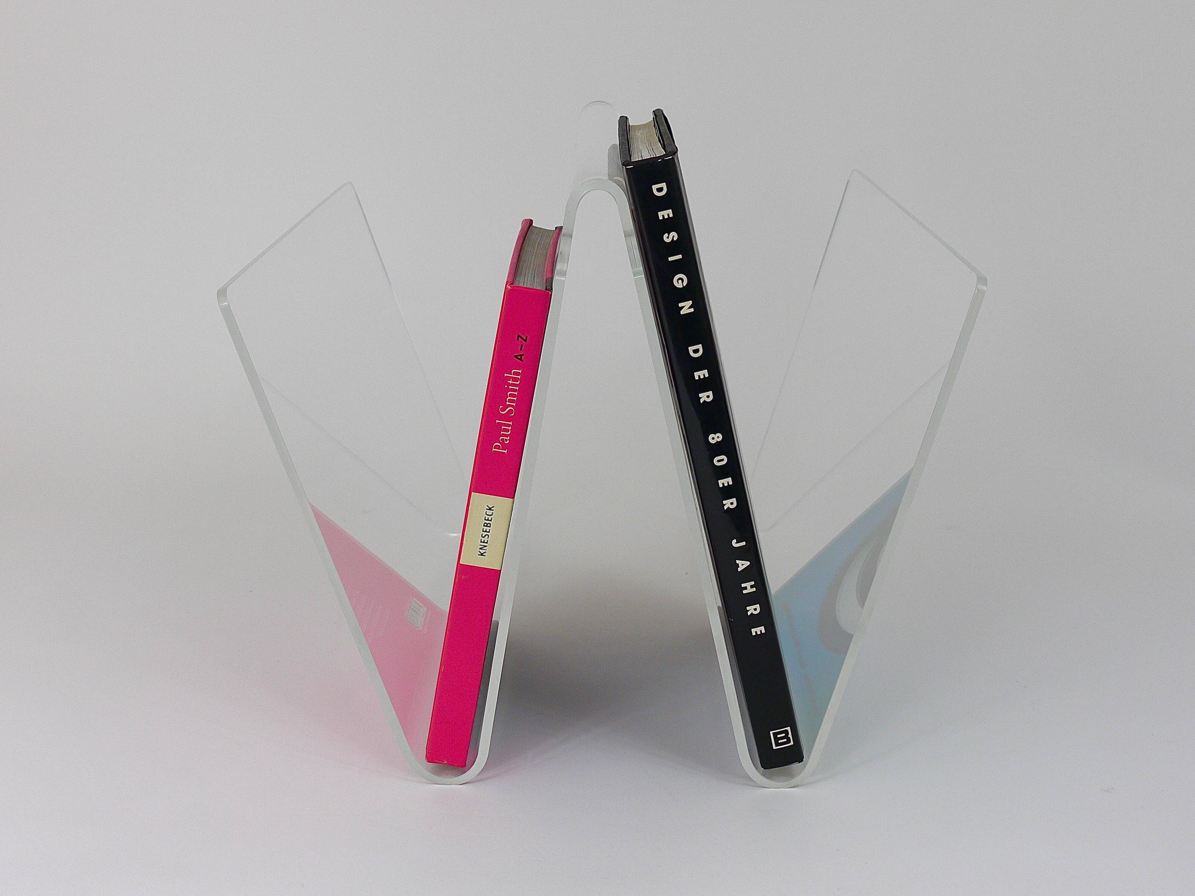 Postmodern Lucite ZigZag magazine rack, Italy, 1980s