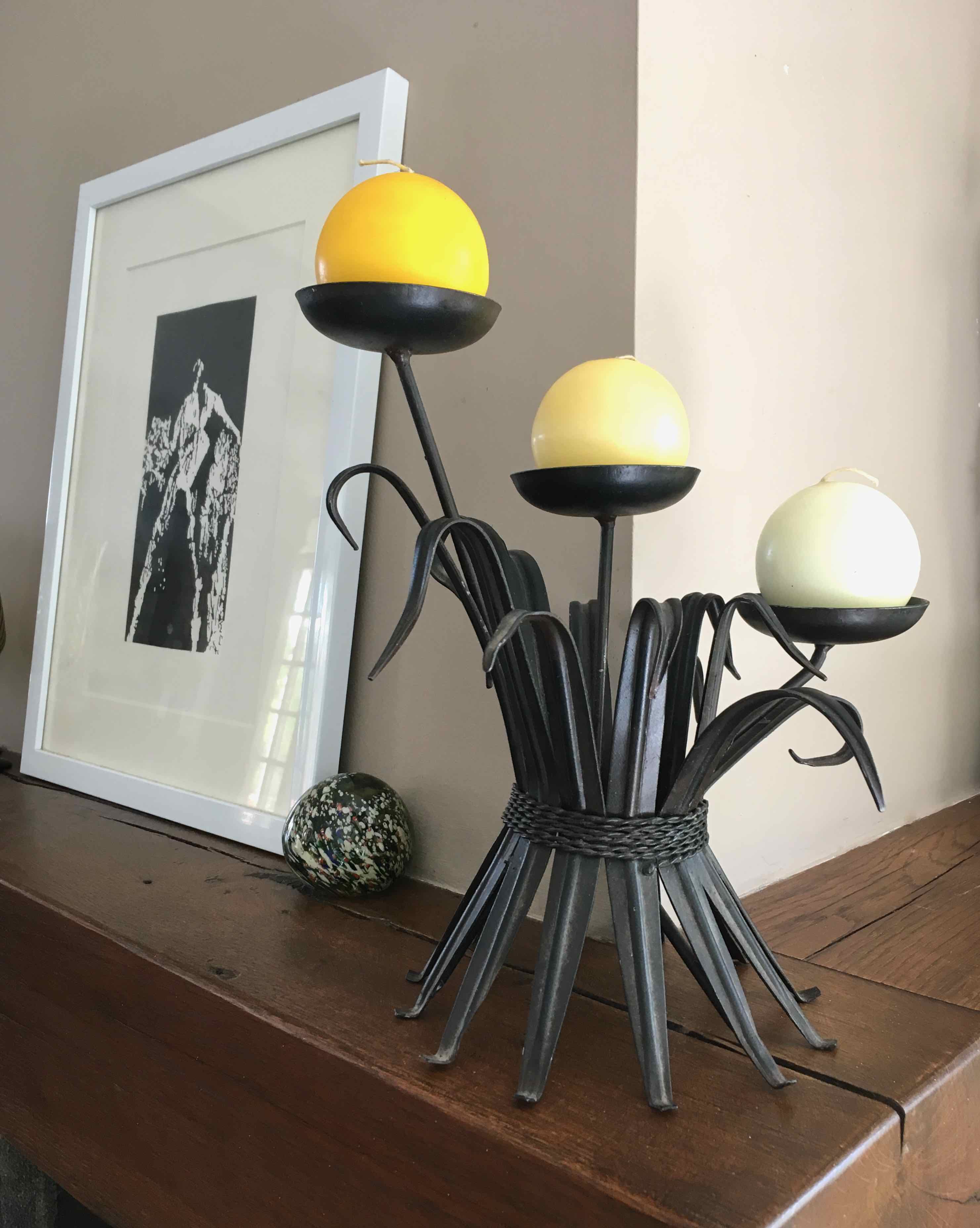 Bougeoir vintage feuillage en fer