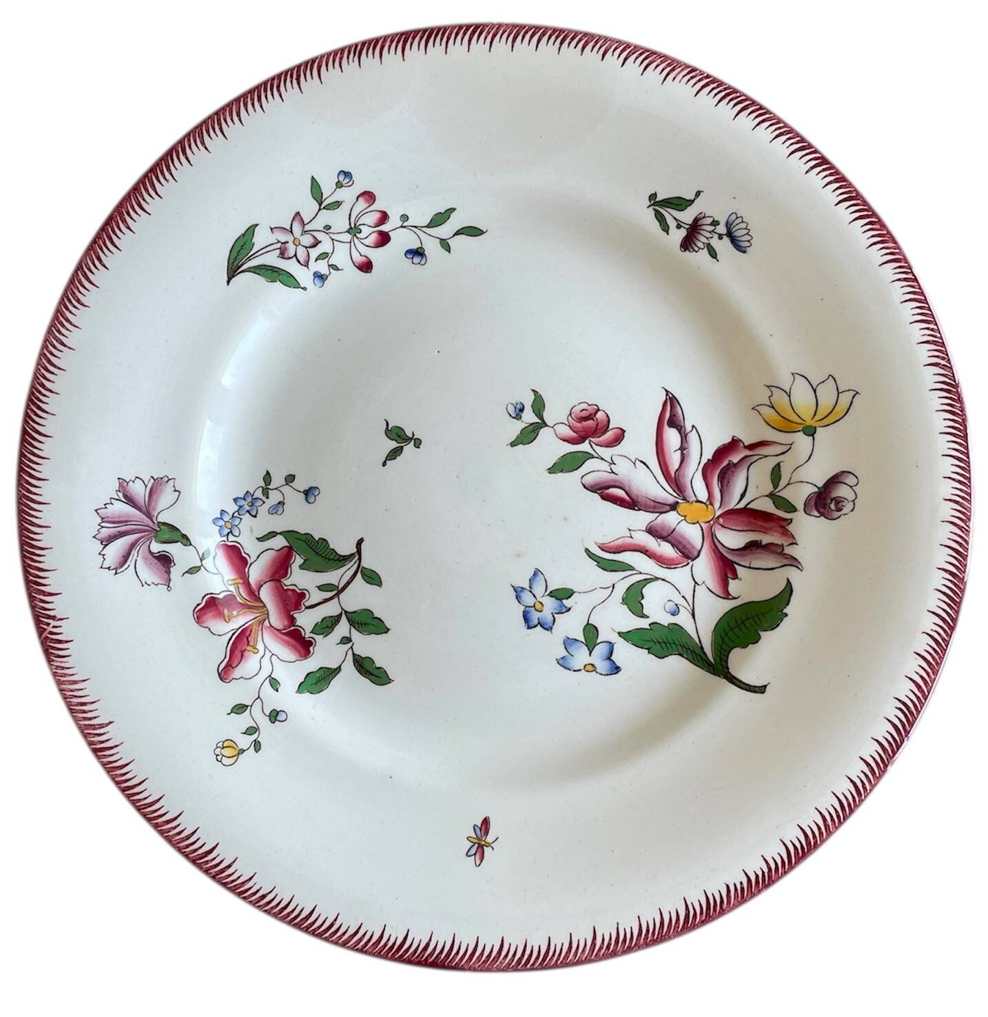 Antique Sarreguemines earthenware mignardise dish on a pedestal