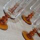 Champagne glasses with amber stems