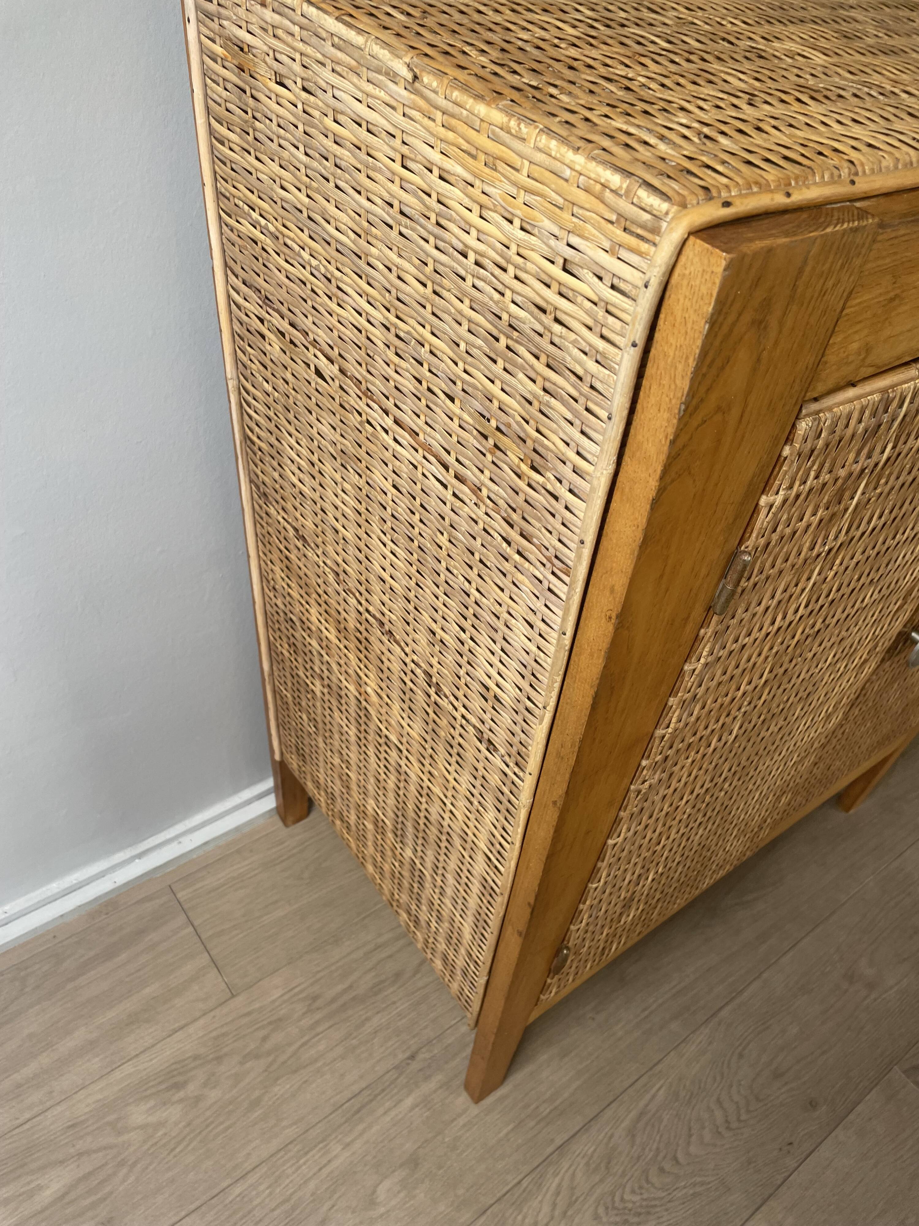 Vintage woven cane buffet