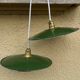 Pair of vintage lampshades, old enamelled sheet metal lampshades