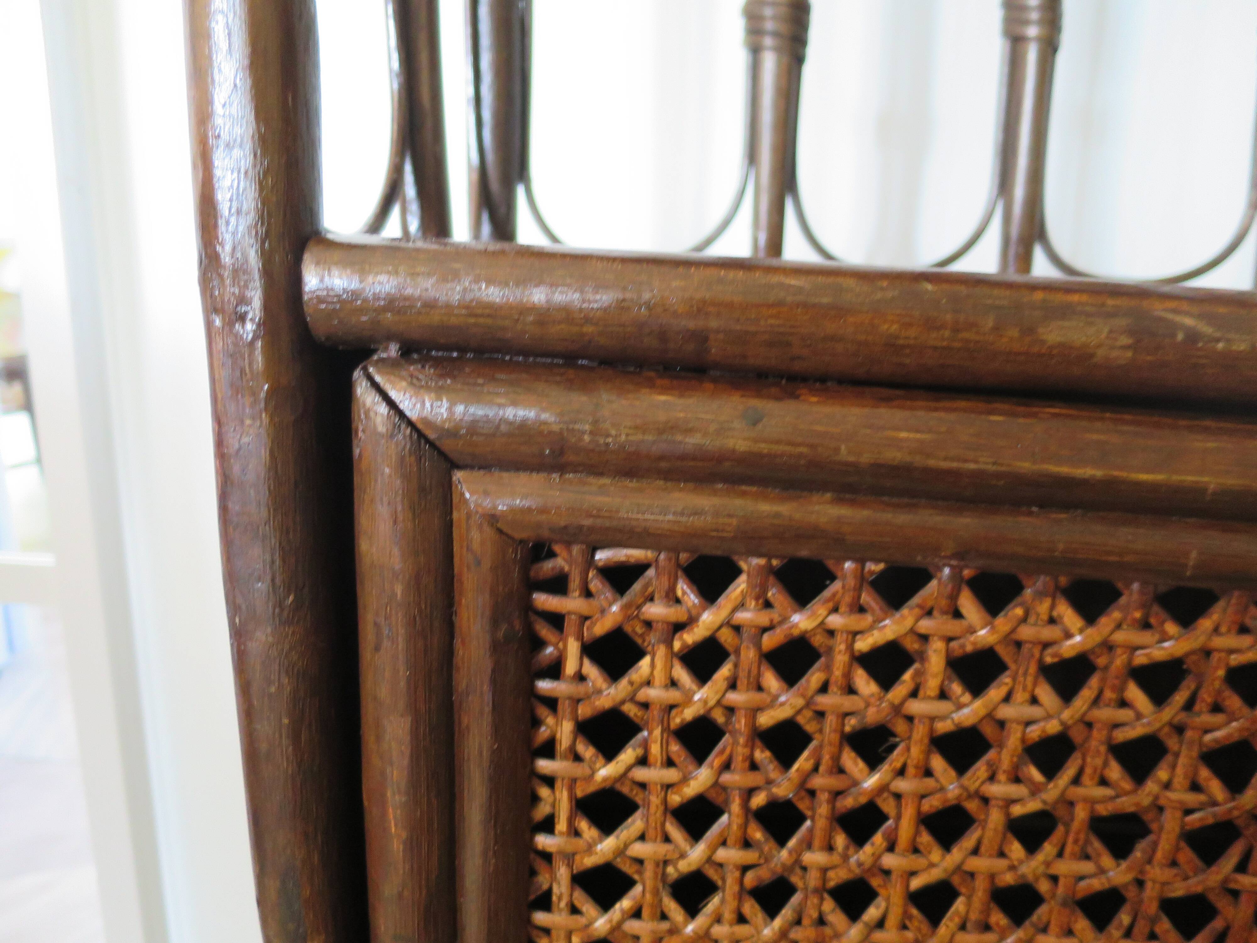 Retro-vintage-Low sideboard-library - cane-wood-rattan-1960s