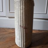 Coffre à linge en osier laqué blanc
