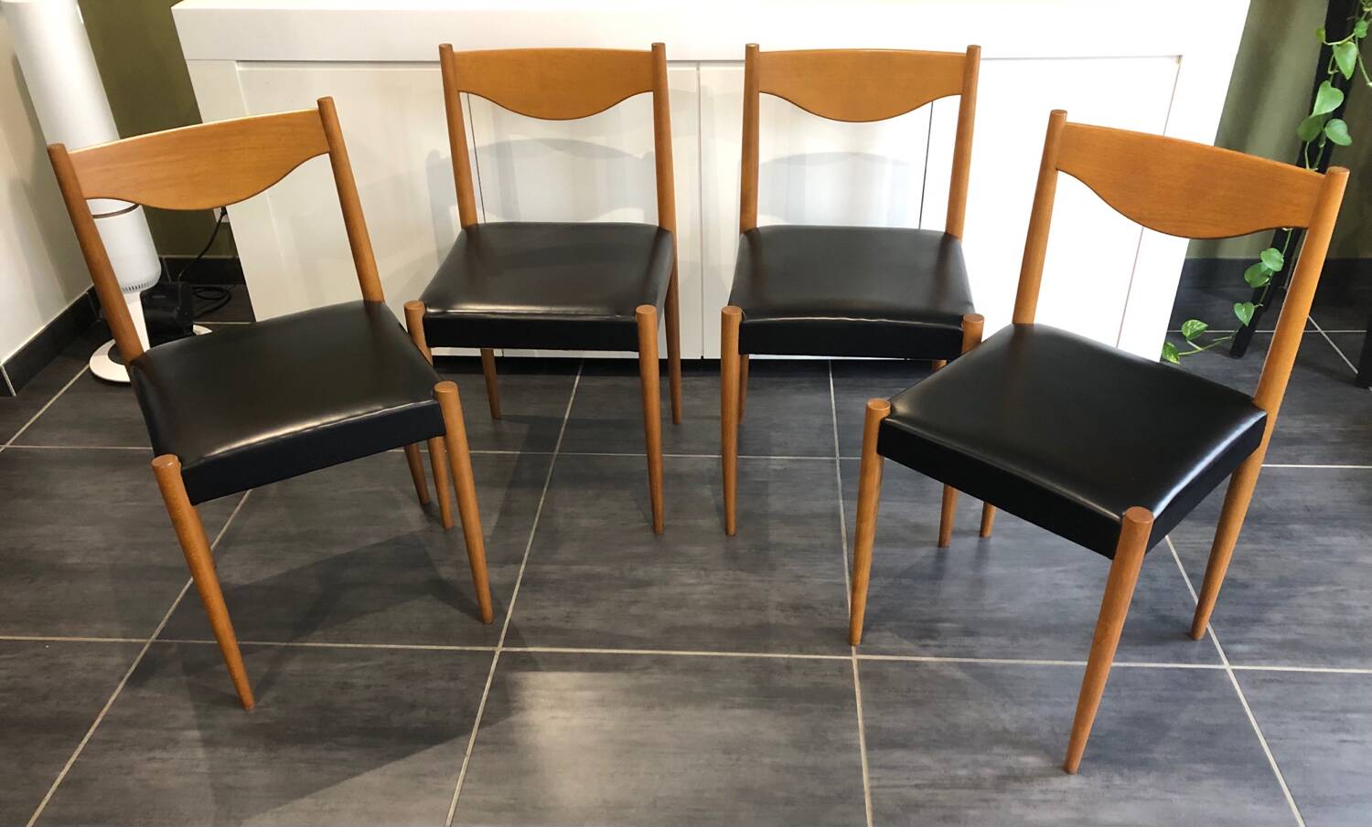 Set of 4 Baumann chairs, “Silva” model, Scandinavian design, 1970s