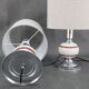 Paire de lampes de table en métal chromé, céramique et tissu, Italie années 1970