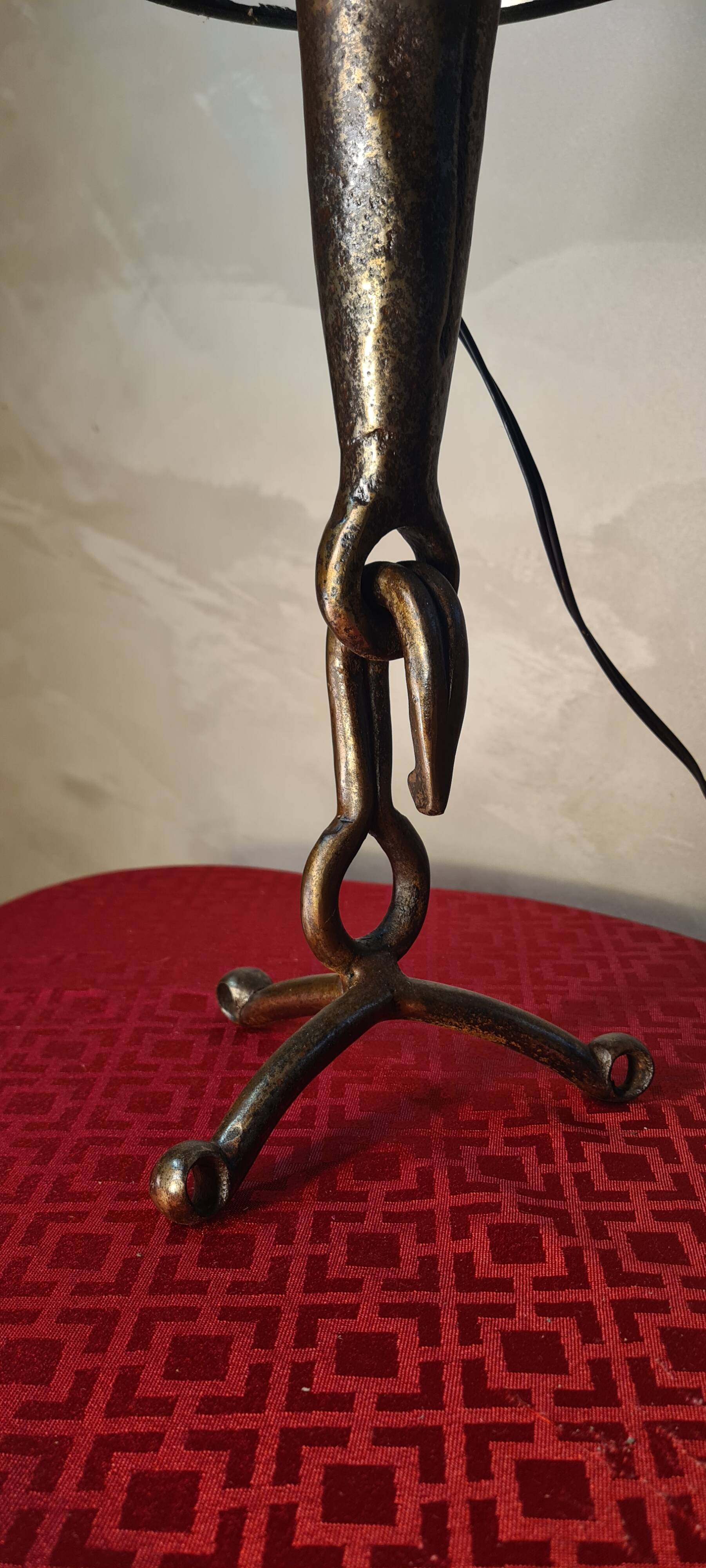 1970s forged steel brutalist style lamp