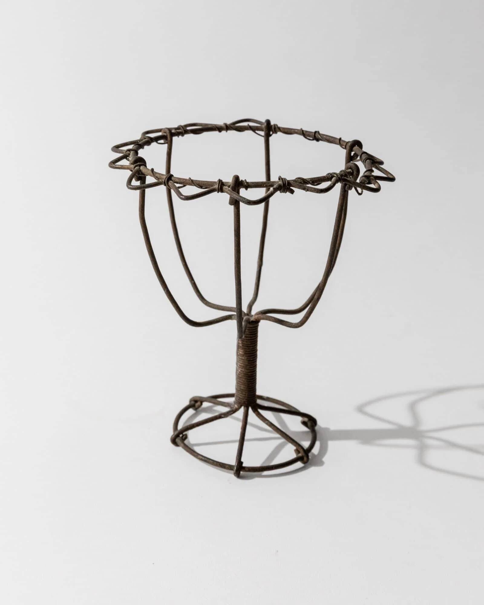 Lot of 2 antique wire candlesticks, 1850s.