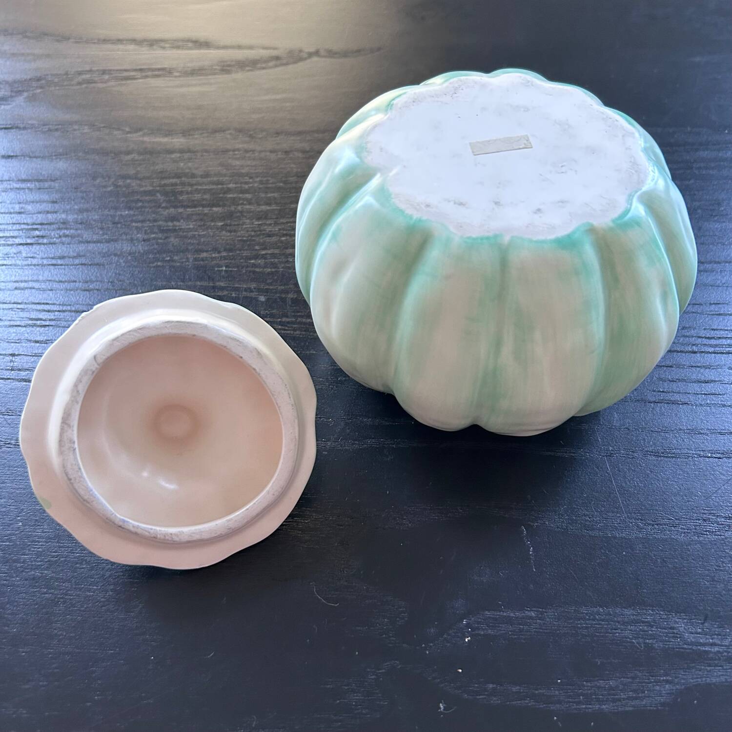 Pumpkin sugar bowl in slip