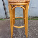 High bar stool in woven rattan