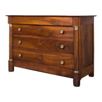 Commode Biedermeier, France, 19ème siècle, Bois de noyer massif