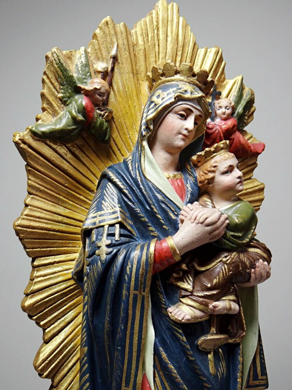 Antique statuette of the Virgin Mary of Perpetual Help, Roman cardboard, Raffl, Paris