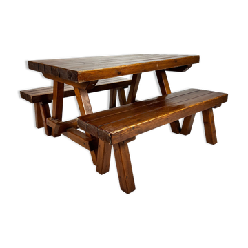 Table and two benches, 1960s