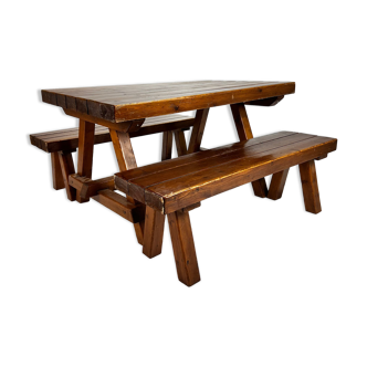 Table and two benches, 1960s